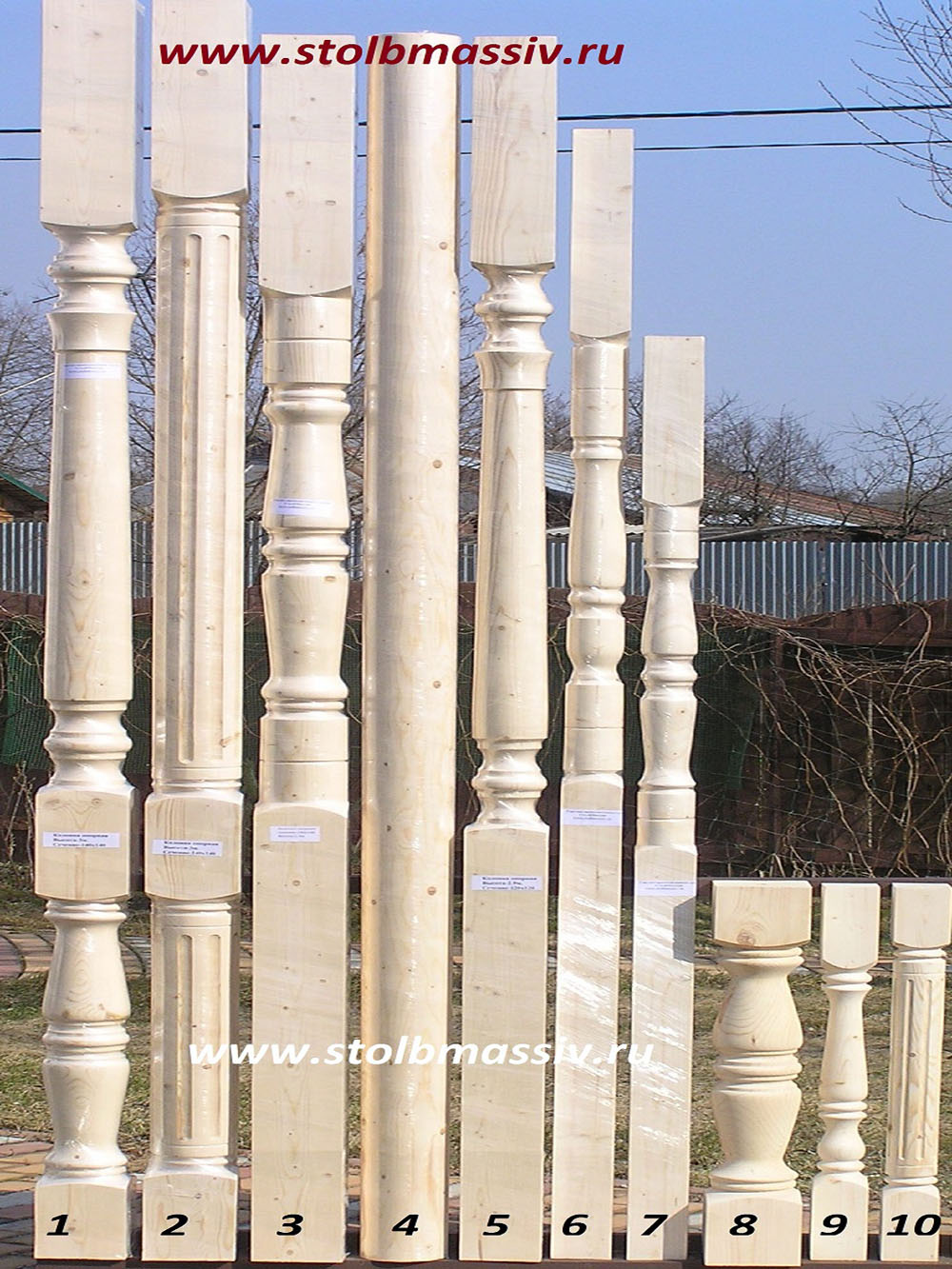 Столбы-колонны резные для лестниц, веранд, и беседок из сосны 100х100х2500 №5